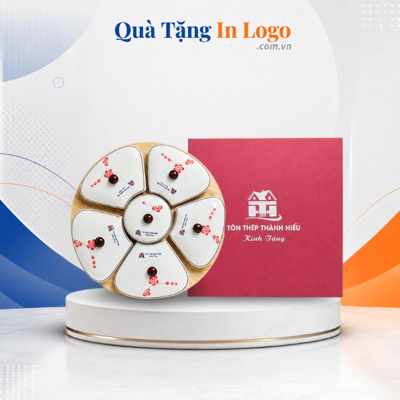 Khay Mứt Sứ Quà Tặng In Logo