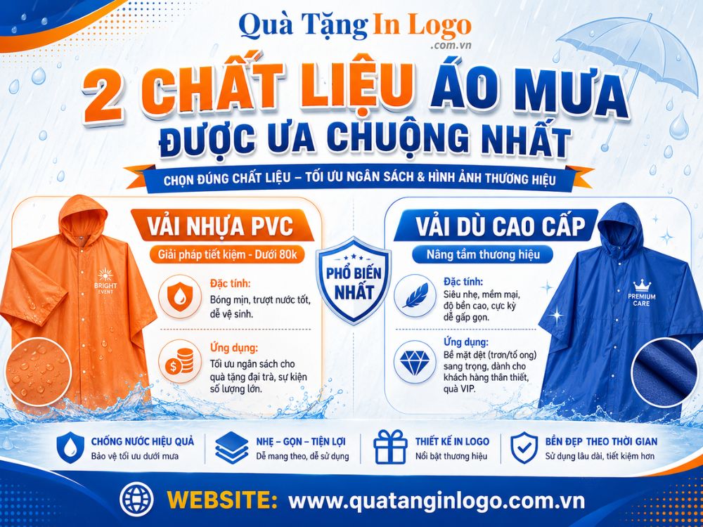 2 chất liệu áo mưa quà tặng được ưa chuộng nhất