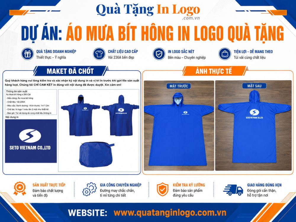 Dự án áo mưa quà tặng in logo