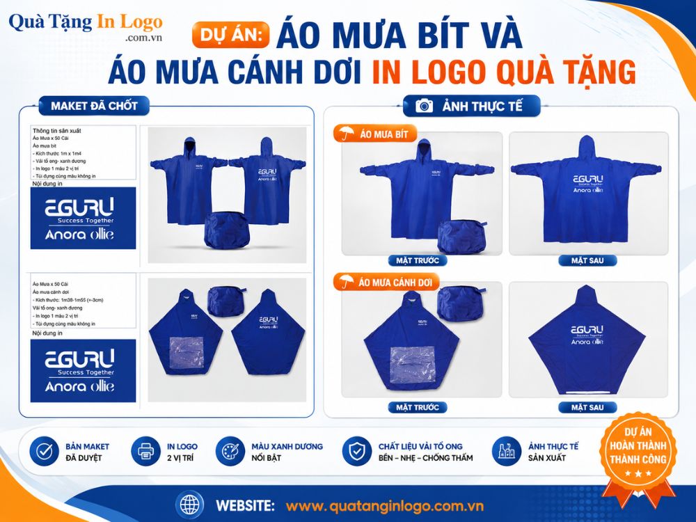 Dự án áo mưa quà tặng in logo