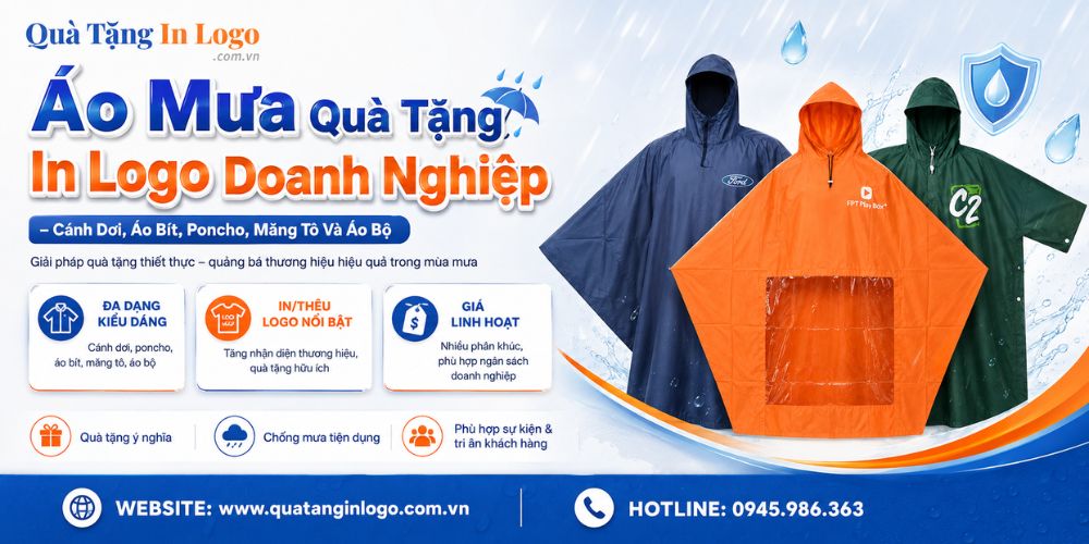 Áo mưa quà tặng in logo