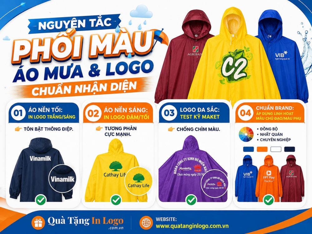 Nguyên tắc phối màu áo mưa in logo quà tặng
