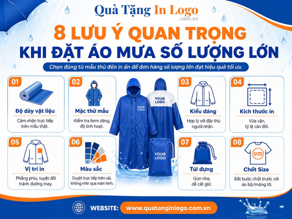 8 lưu ý quan trọng khi đặt áo mưa quà tặng số lượng lớn