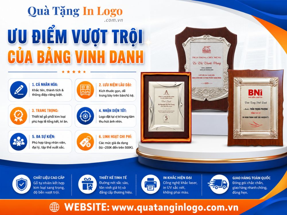 Ưu điểm của quà tặng bảng vinh danh in logo