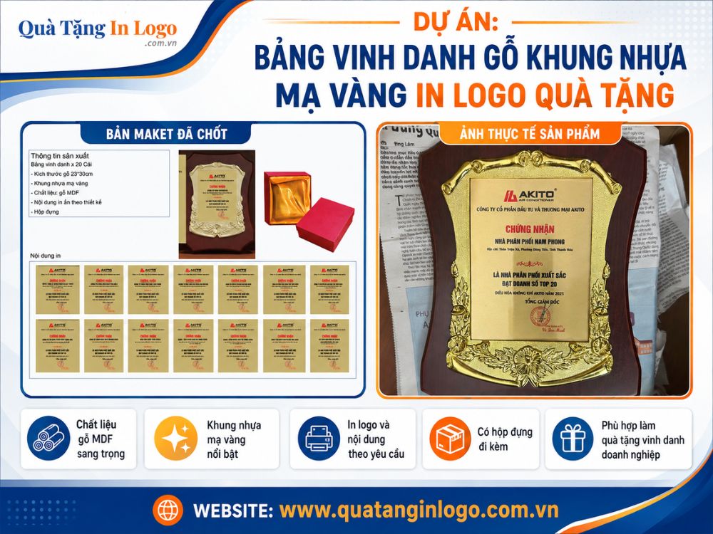Dự án quà tặng bảng vinh danh gỗ đồng