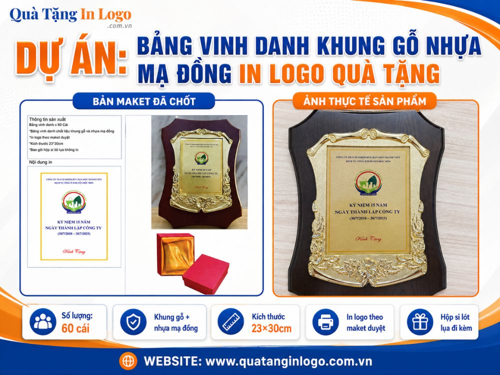 Dự án quà tặng bảng vinh danh gỗ đồng
