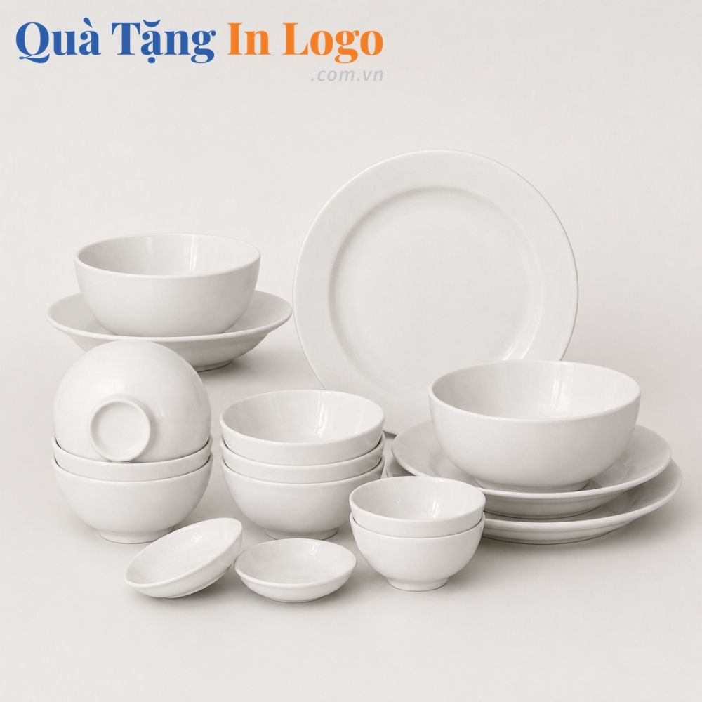 Bộ bát đĩa quà tặng in logo
