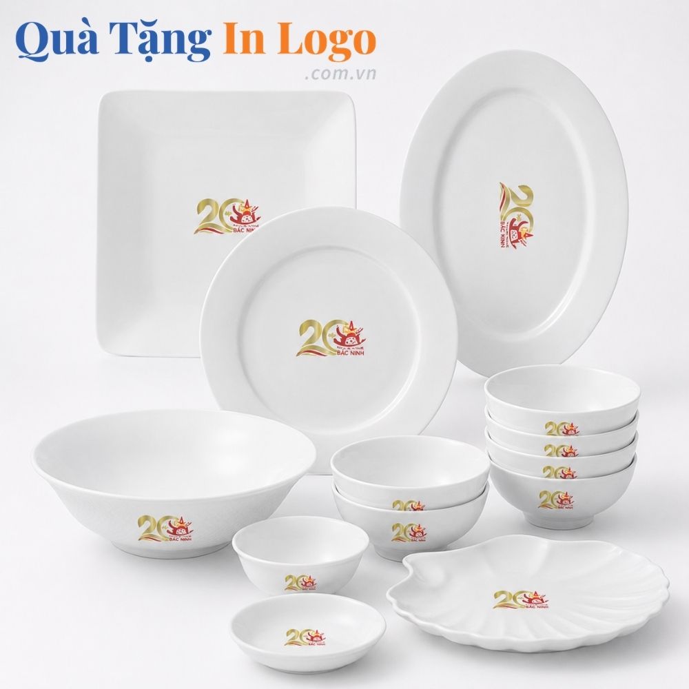 Bộ bát đĩa quà tặng in logo