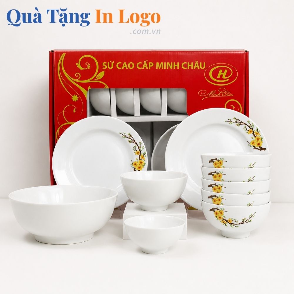 Bát đĩa quà tặng in logo