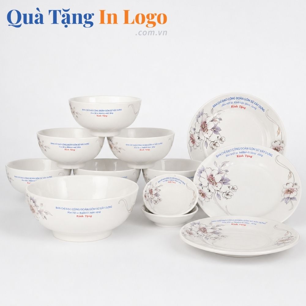 Bát đĩa quà tặng in logo
