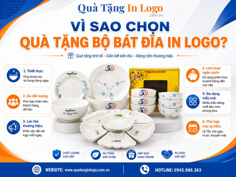 Lý do lựa chọn bộ bát đĩa in logo làm quà tặng