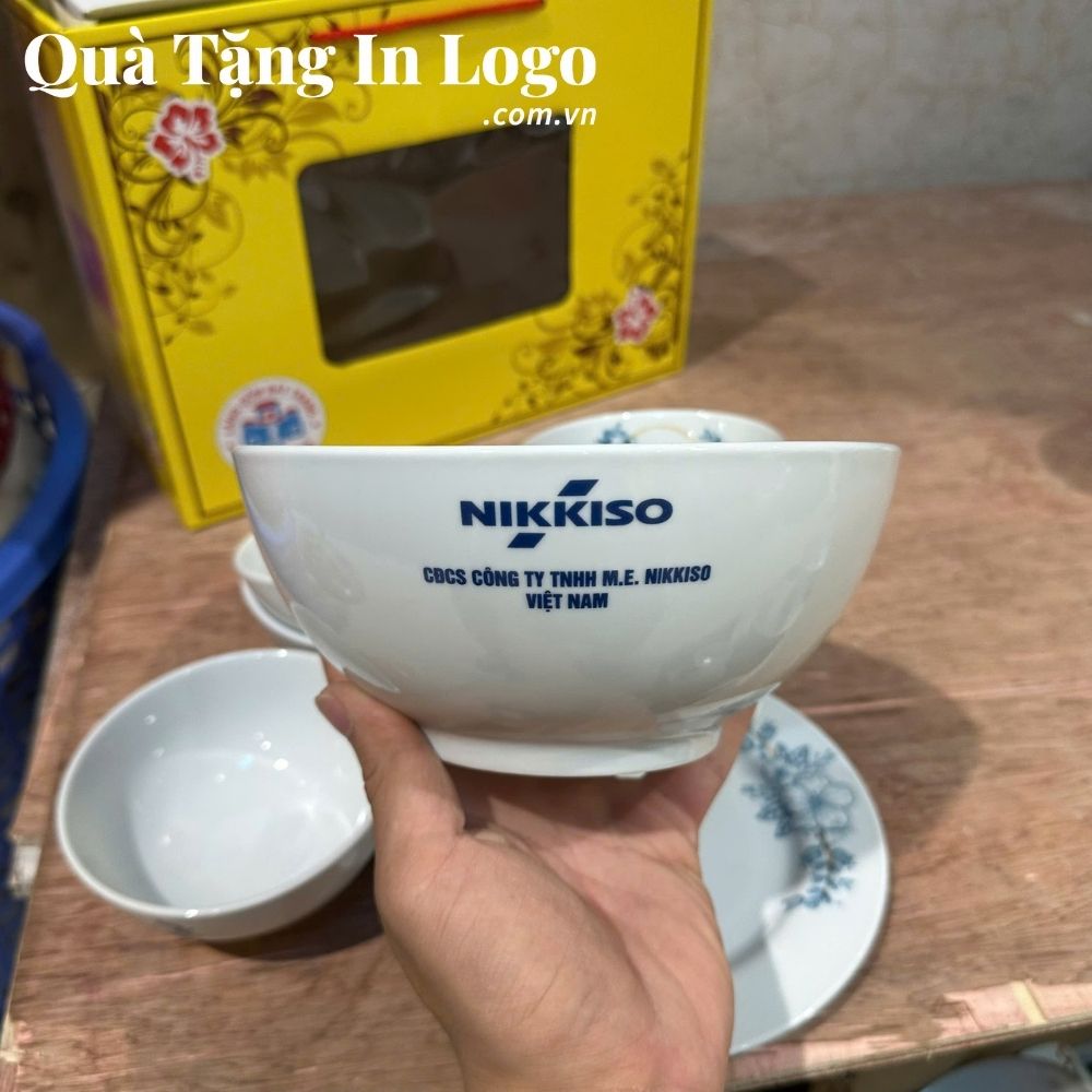 Bộ bát đĩa in logo quà tặng