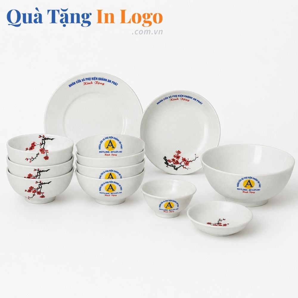 Bát đĩa quà tặng in logo