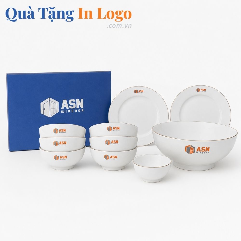 Bát đĩa quà tặng in logo