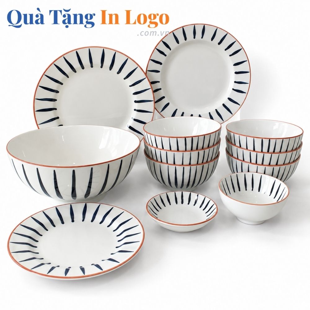 Bộ bát đĩa quà tặng in logo