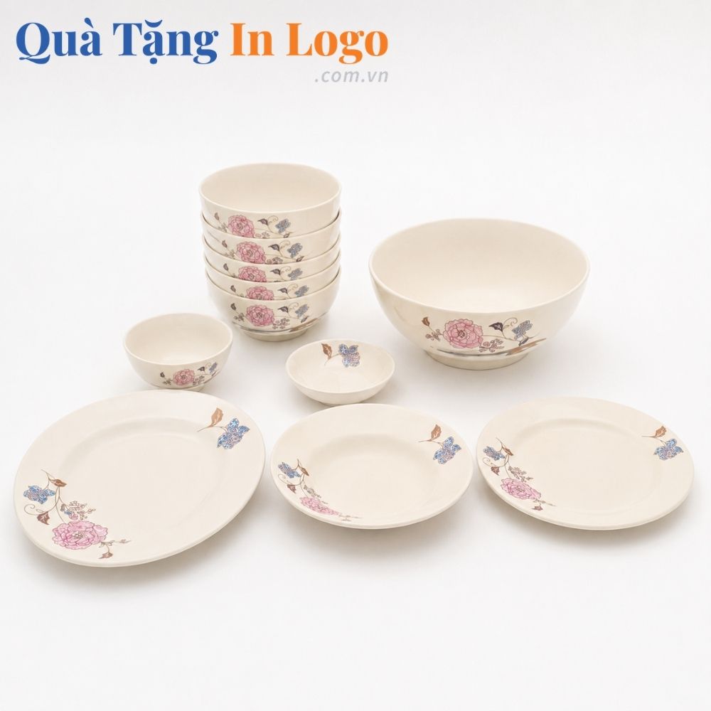 Bộ bát đĩa quà tặng in logo