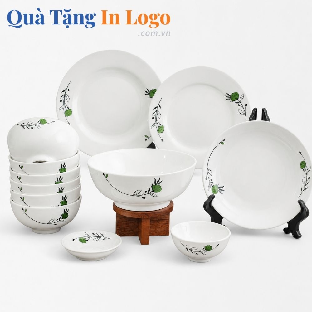 Bộ bát đĩa quà tặng in logo