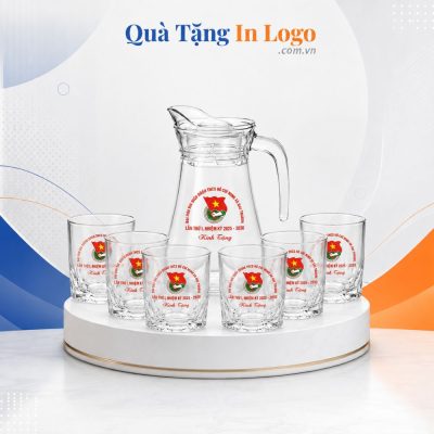 Bộ bình ly thủy tinh in logo