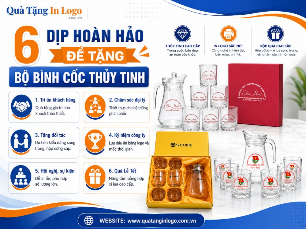Những dịp hoàn hảo để tặng bộ bình ly thủy tinh in logo