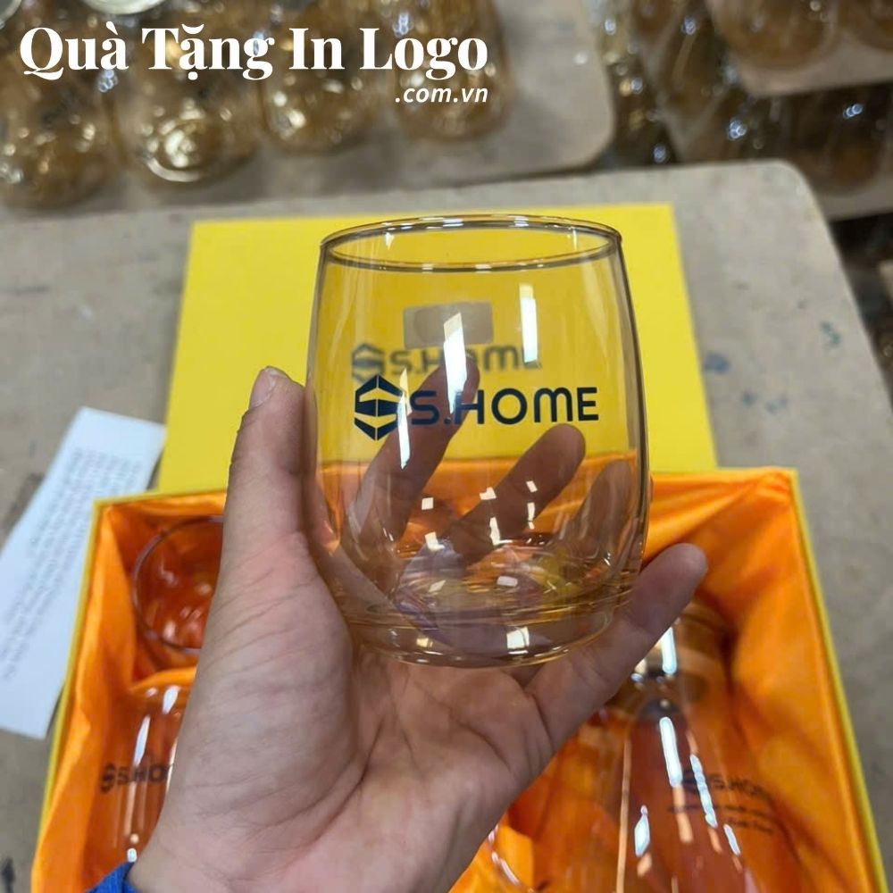 Bộ bình cốc thủy tinh in logo quà tặng