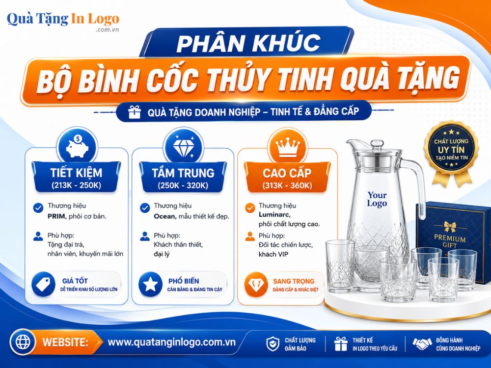 3 phân khúc quà tặng bộ bình cốc thủy tinh