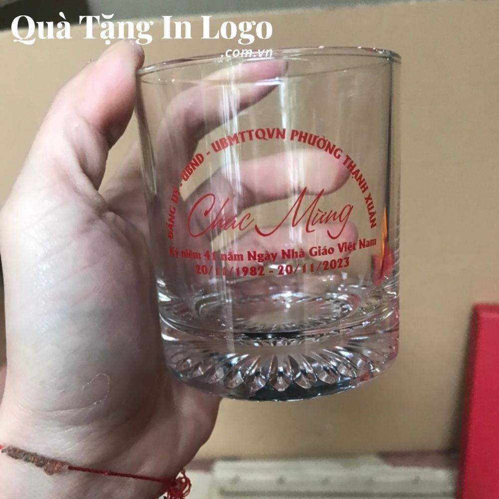 Bộ bình cốc thủy tinh in logo quà tặng