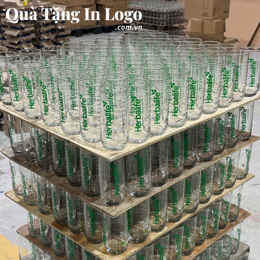 Bộ bình cốc thủy tinh in logo quà tặng