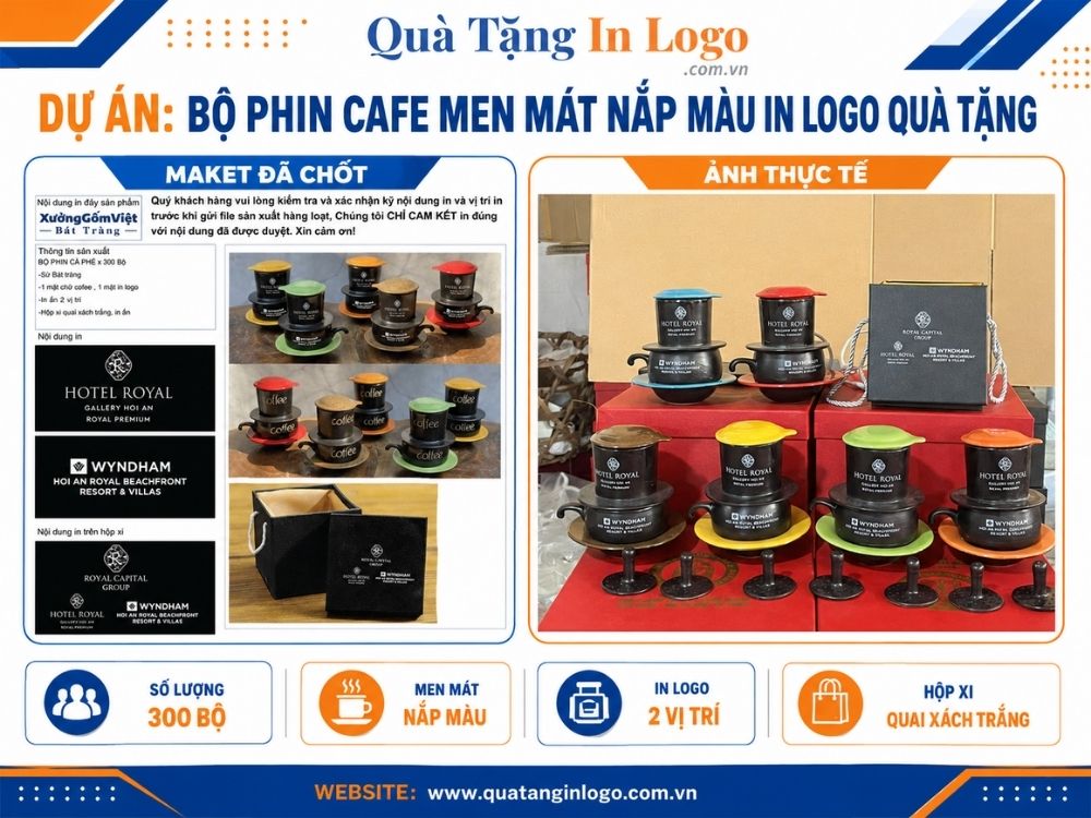 Dự án quà tặng phin pha cà phê in logo