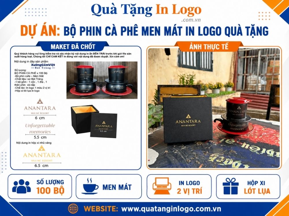 Dự án quà tặng phin pha cà phê in logo