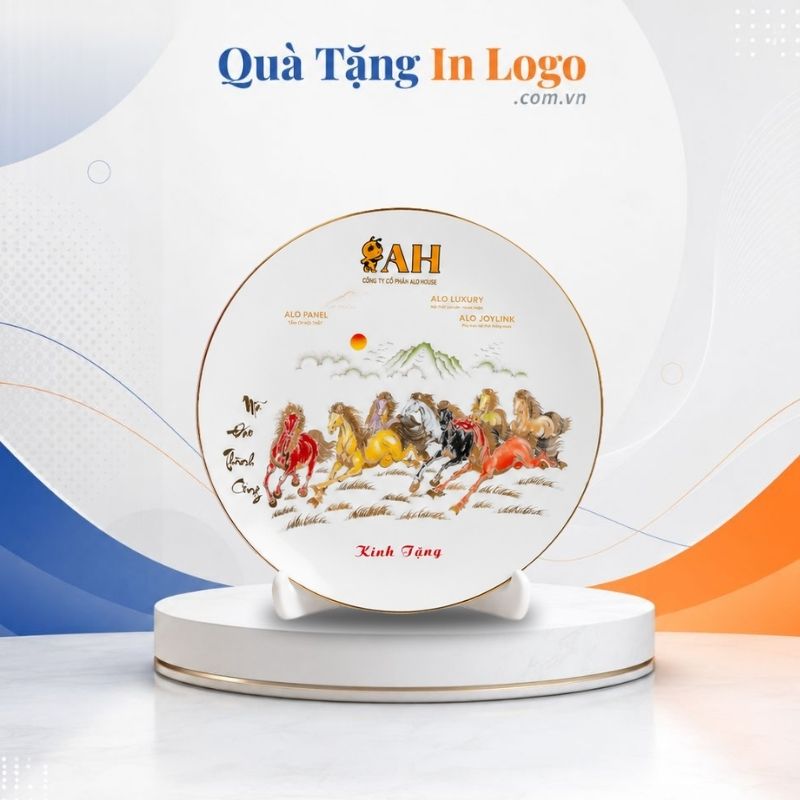 Đĩa Sứ Biểu Trưng Quà Tặng In Logo