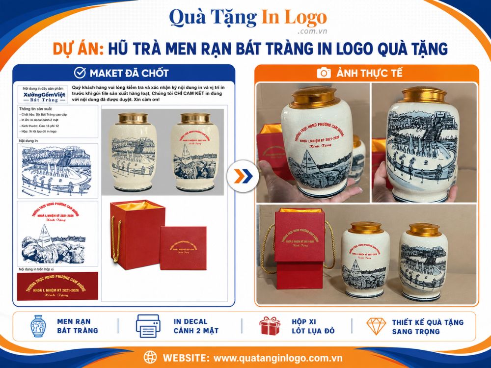 Dự án hũ trà quà tặng in logo