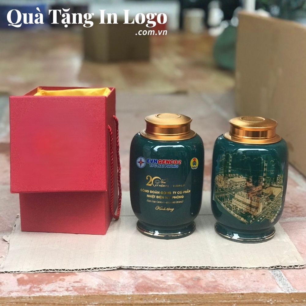 Hũ đựng trà in logo quà tặng