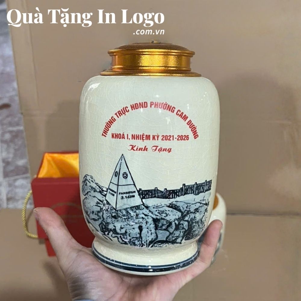 Hũ đựng trà quà tặng in logo