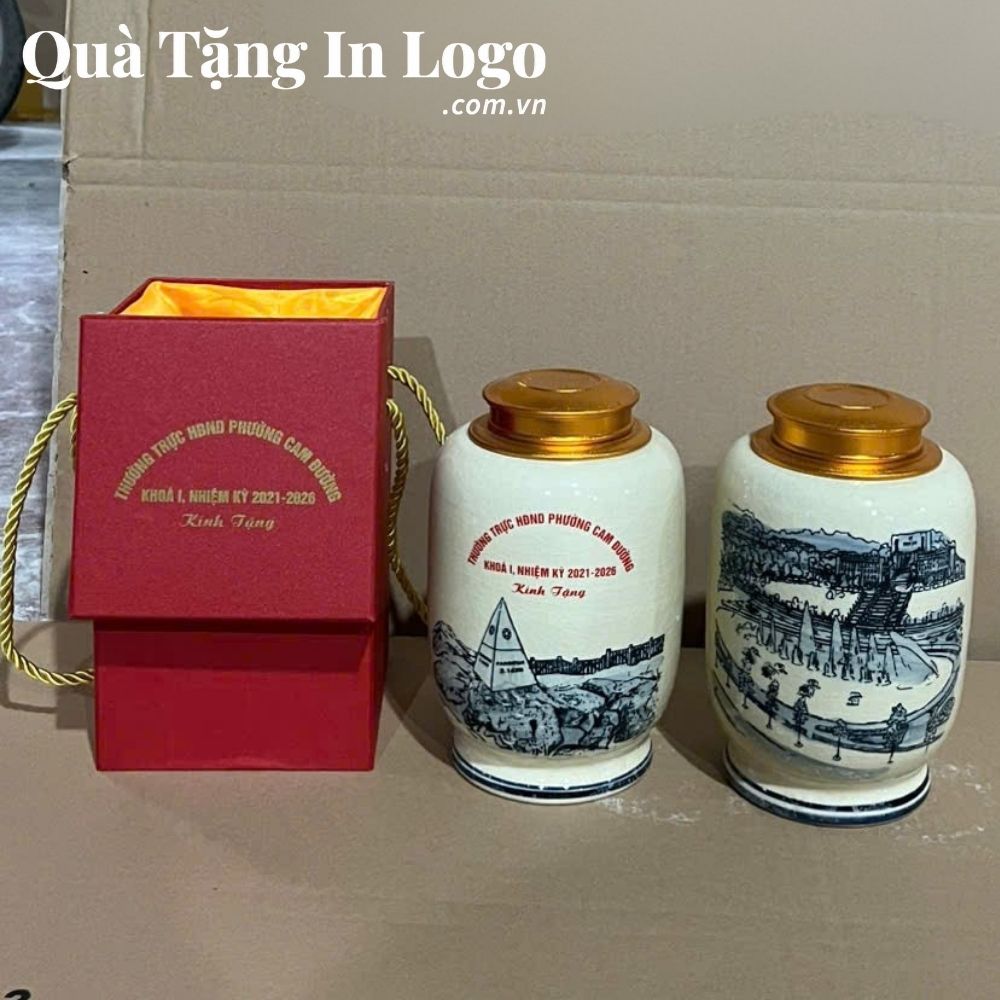 Hũ đựng trà quà tặng in logo