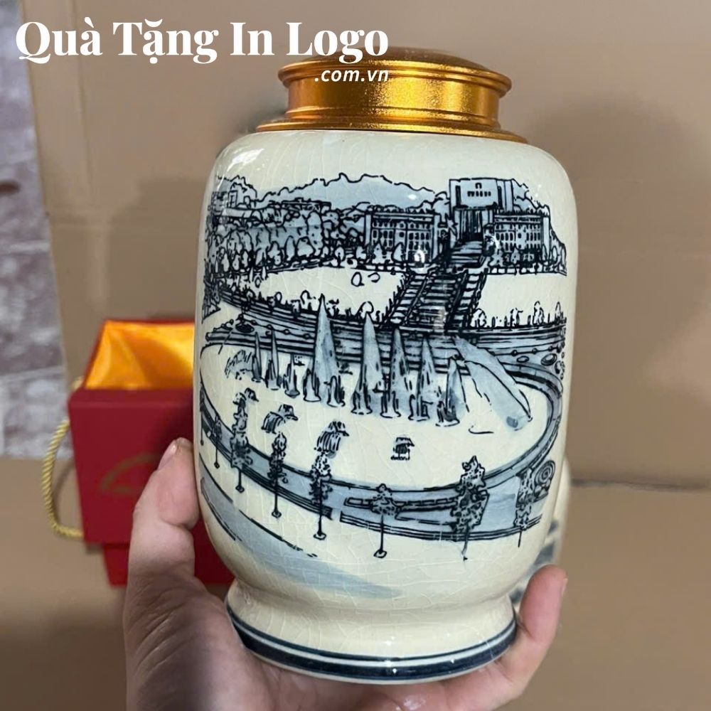 Hũ đựng trà quà tặng in logo