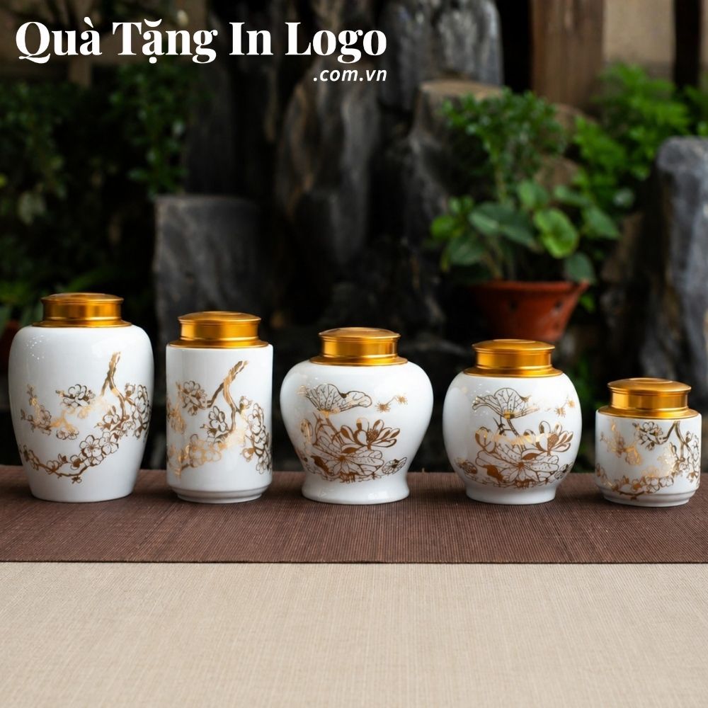 Hũ đựng trà quà tặng in logo
