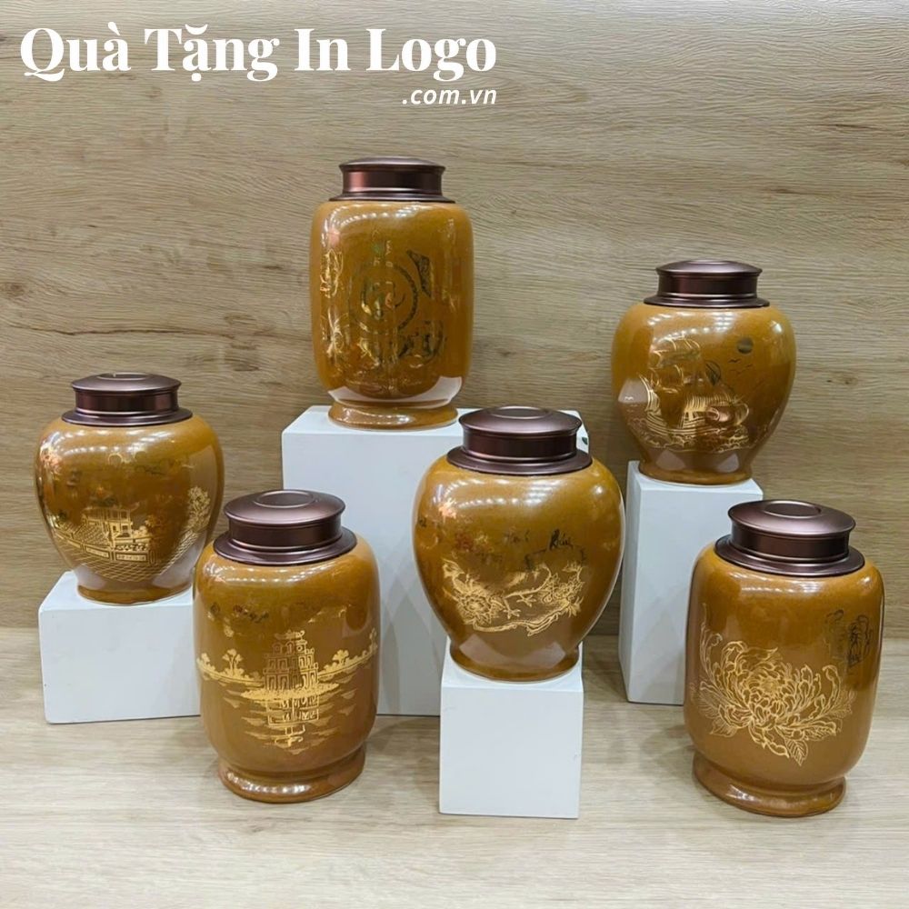 Hũ đựng trà in logo quà tặng