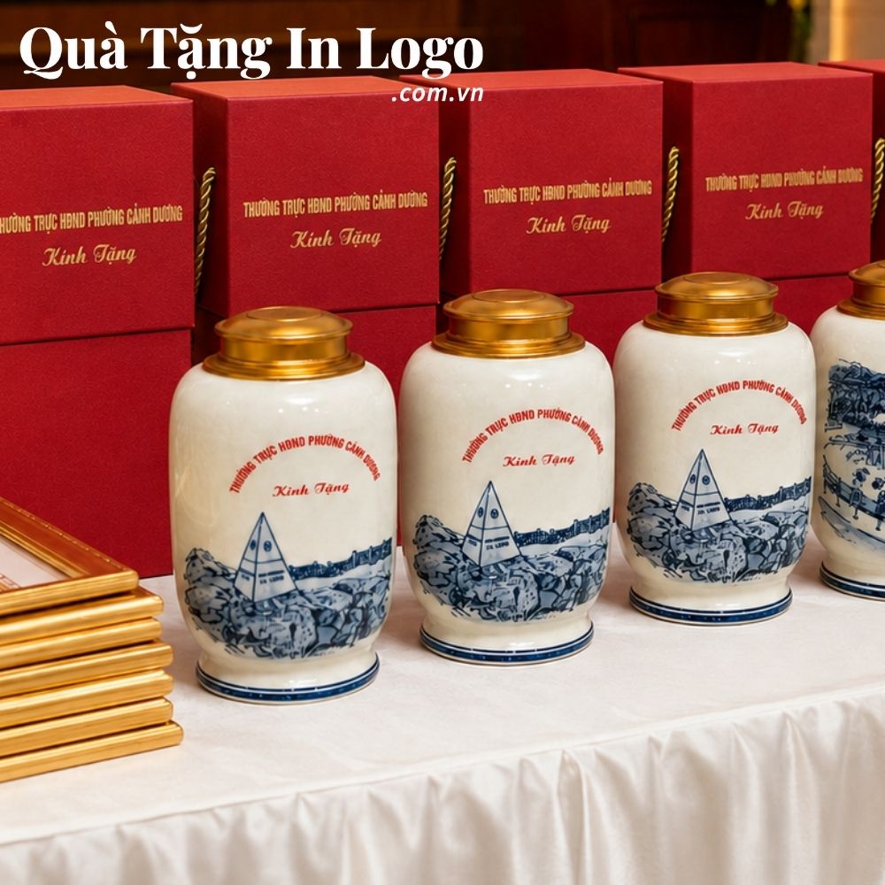 Hũ đựng trà quà tặng in logo