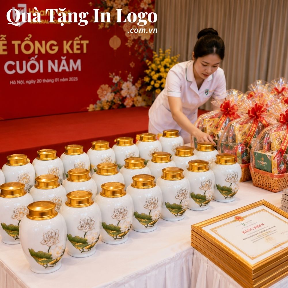 Hũ đựng trà quà tặng in logo