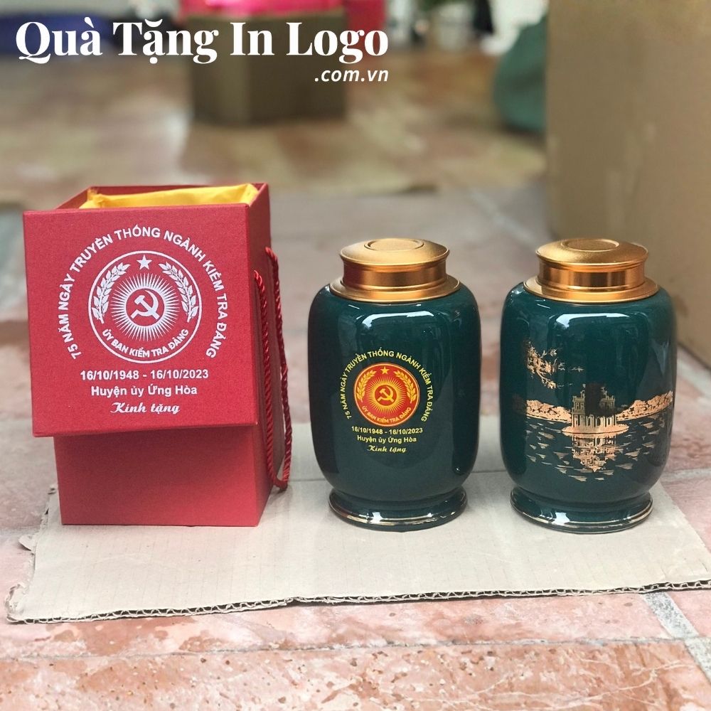 Hũ đựng trà in logo quà tặng