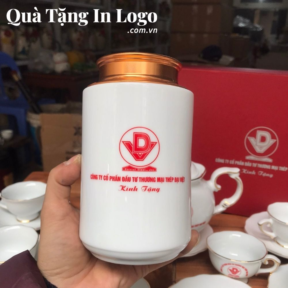 Hũ đựng trà in logo quà tặng