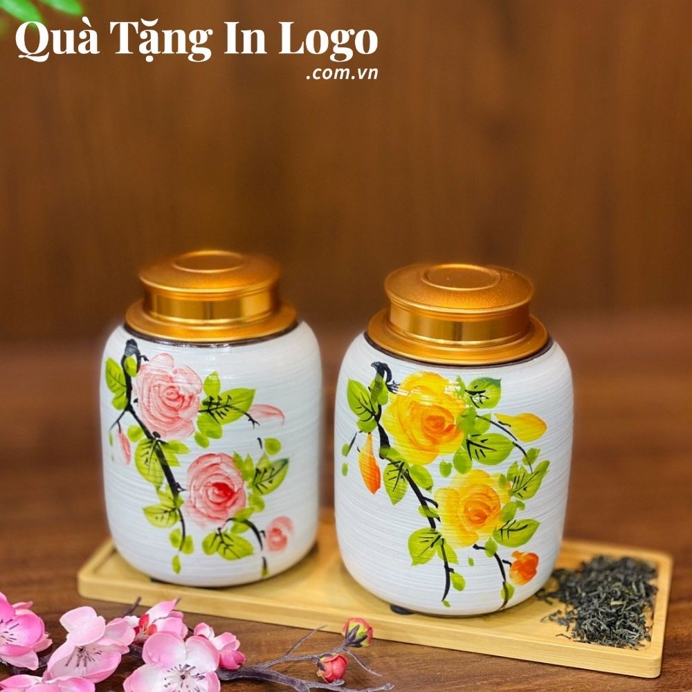 Hũ đựng trà in logo quà tặng