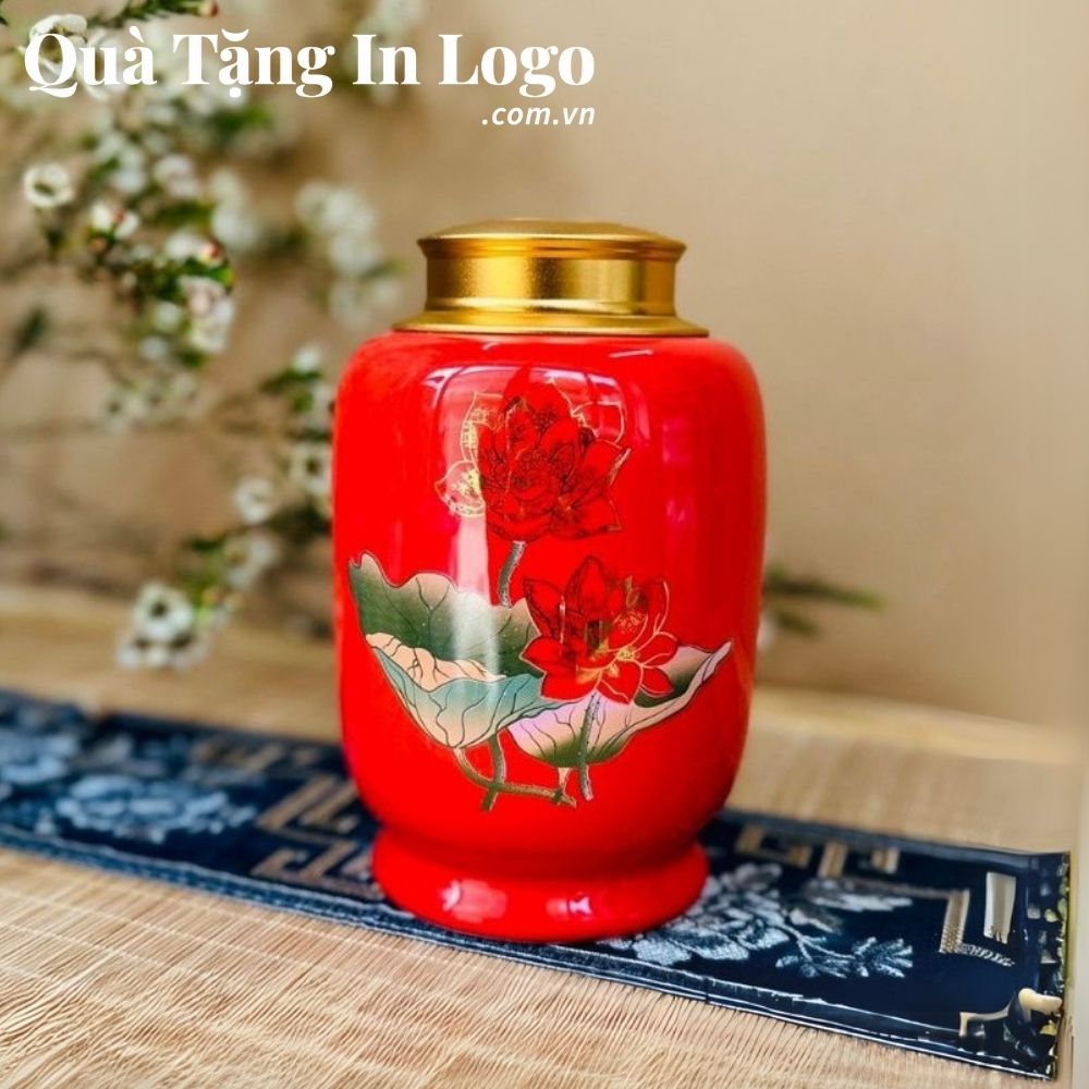 Hũ đựng trà in logo quà tặng