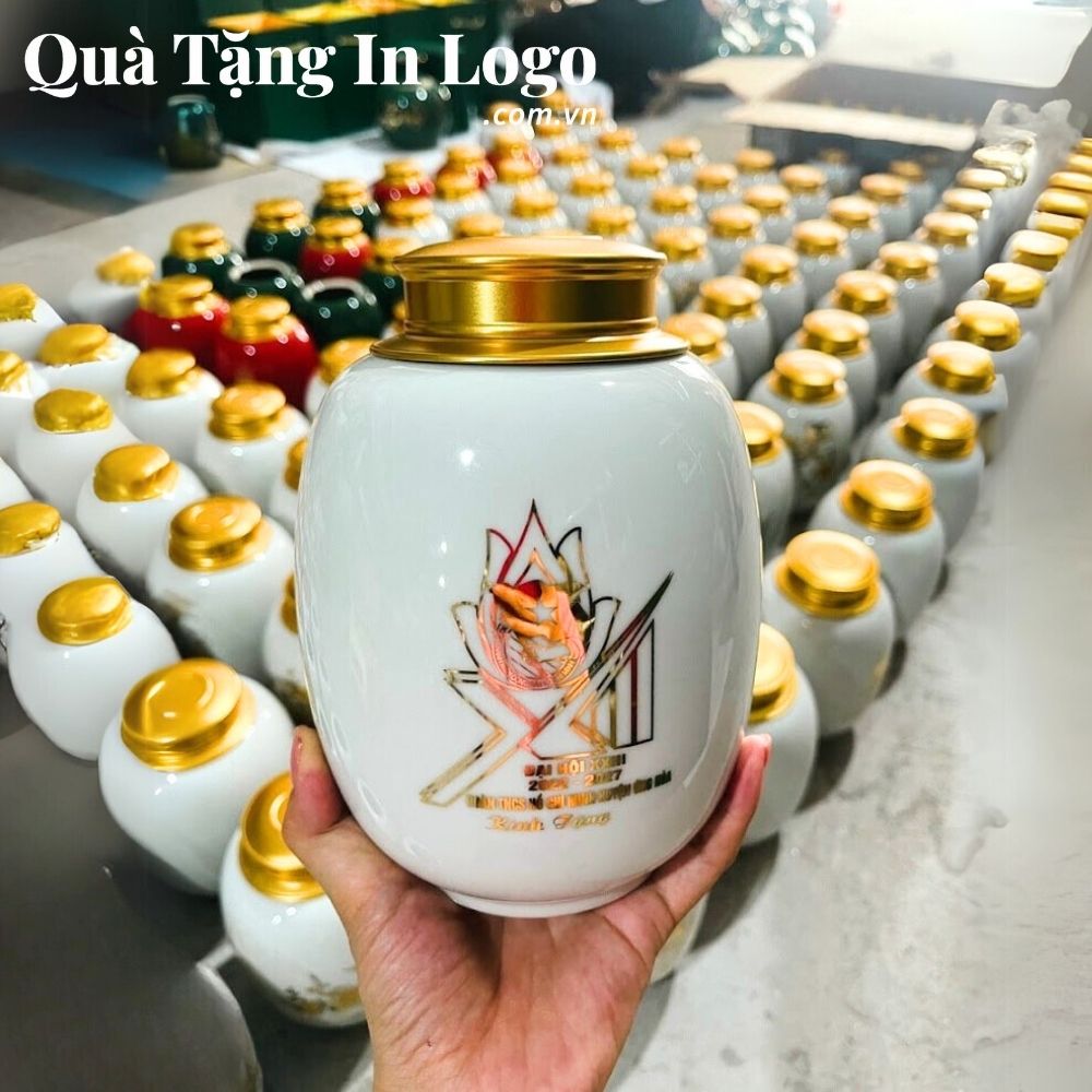 Hũ đựng trà in logo quà tặng