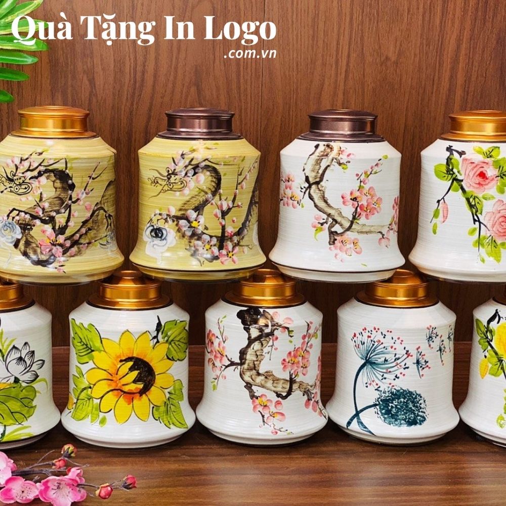 Hũ đựng trà in logo quà tặng