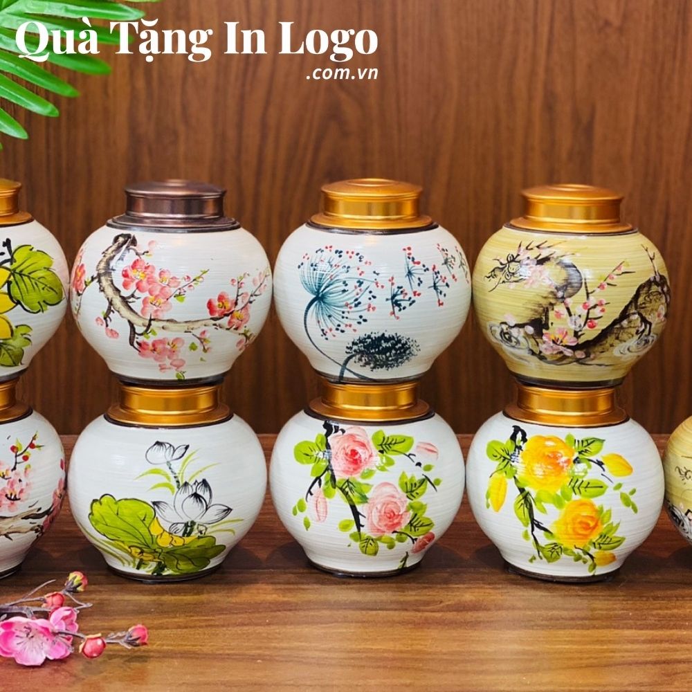 Hũ đựng trà in logo quà tặng