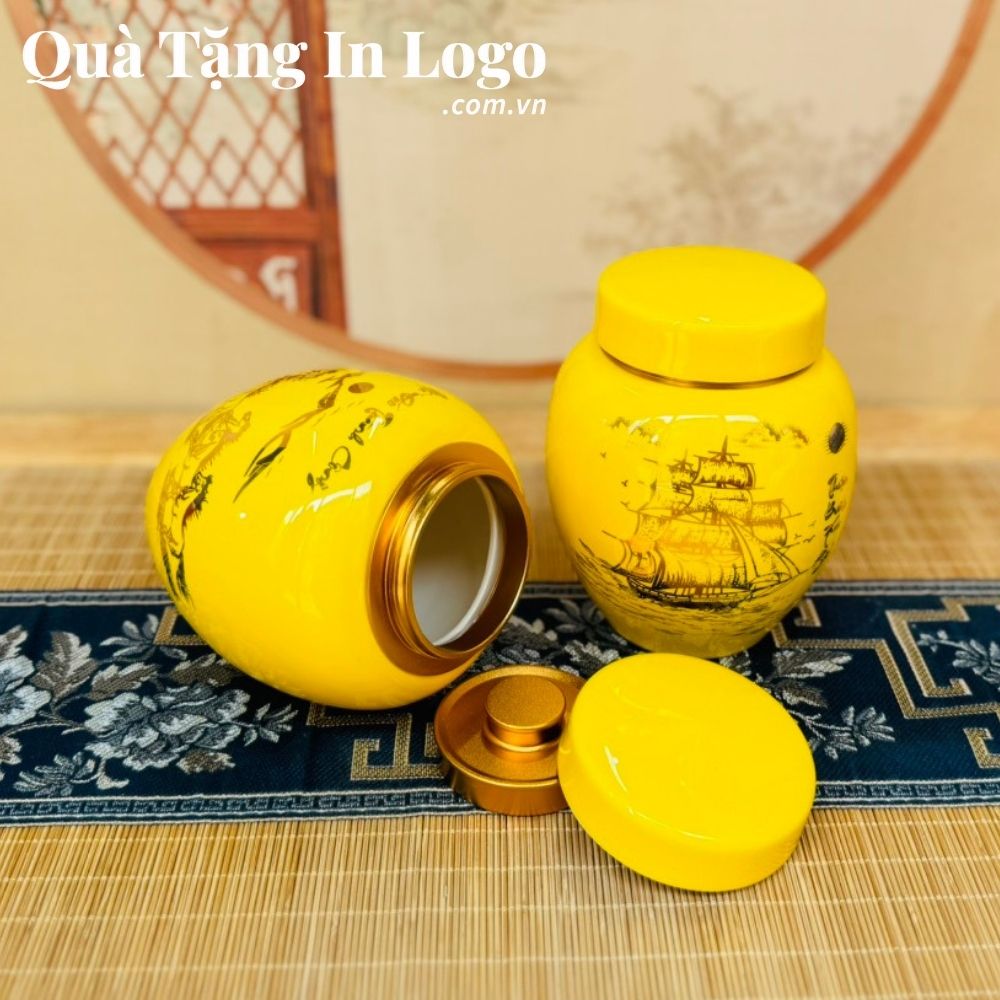 Hũ đựng trà in logo quà tặng