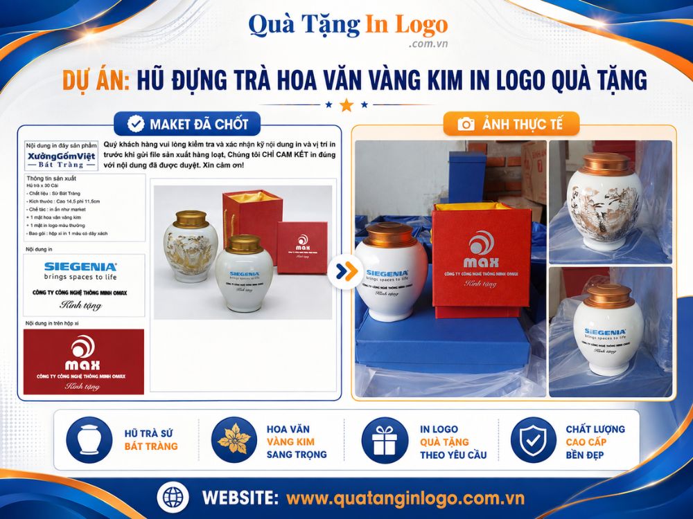 Dự án hũ trà quà tặng in logo