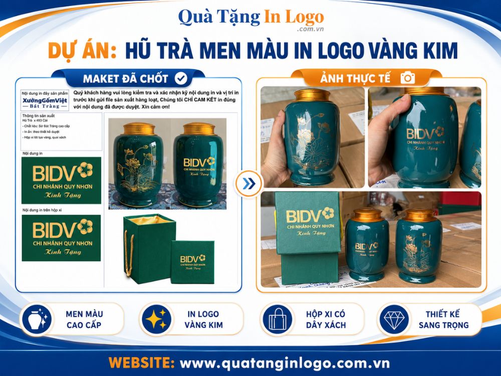 Dự án hũ trà quà tặng in logo