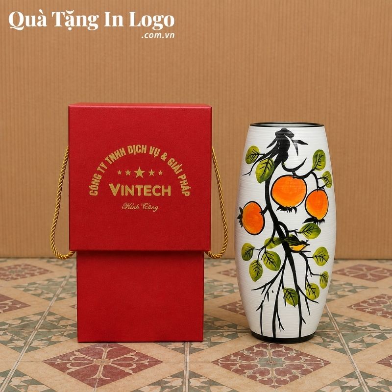 Lọ Hoa Gốm Sứ Quà Tặng In Logo - Ảnh 11
